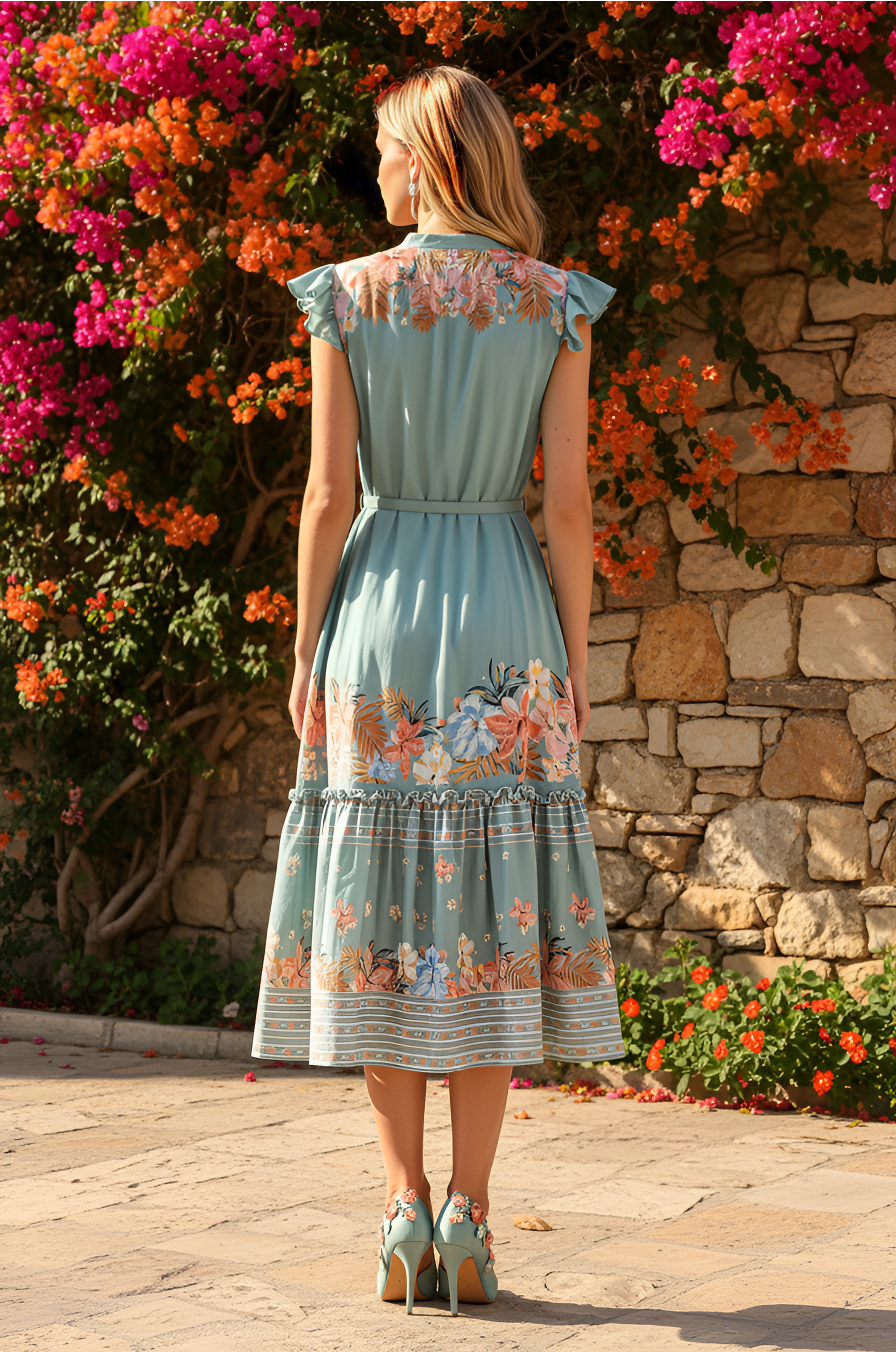 AVA Dusty Teal Midi Dress