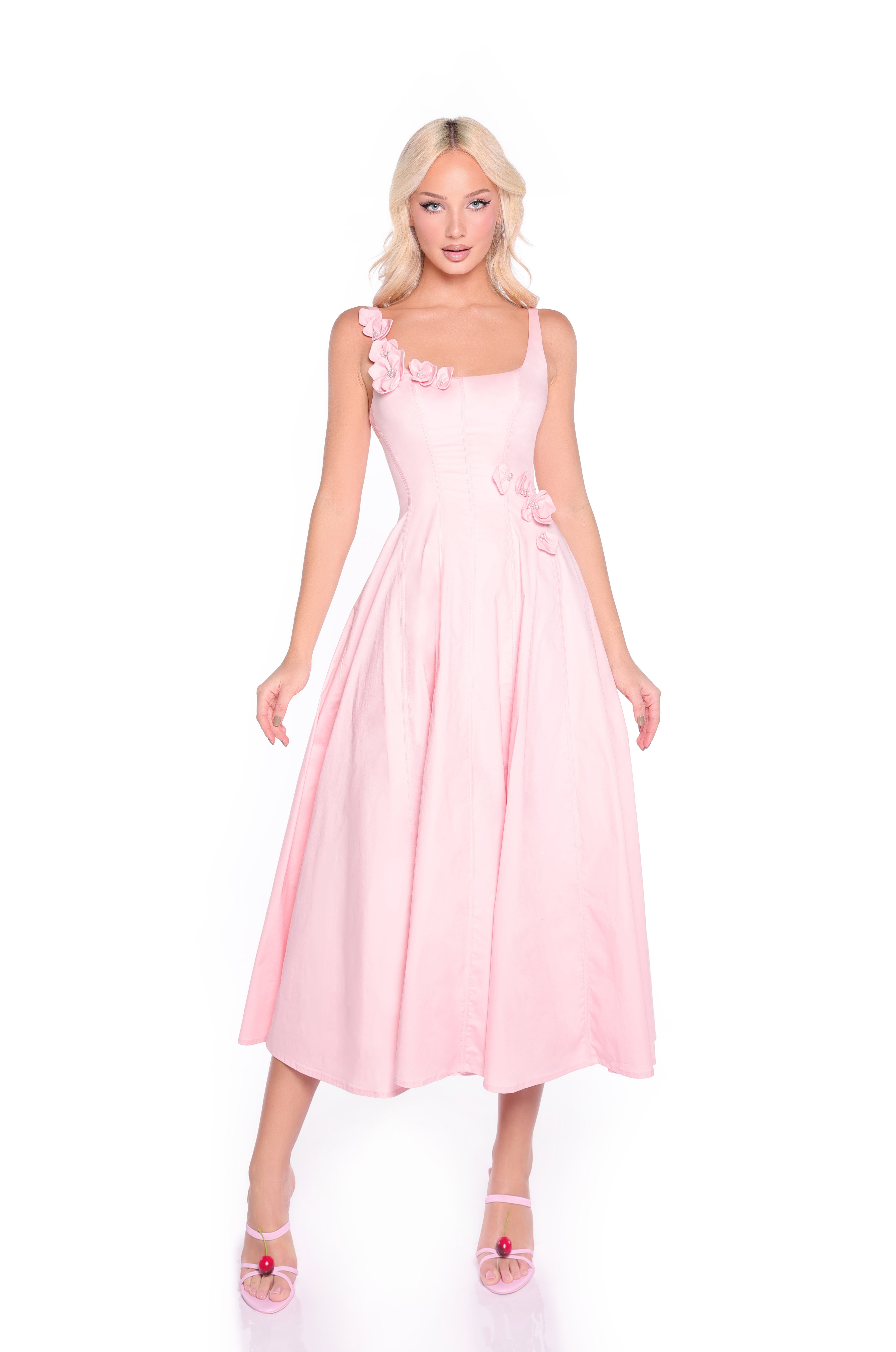 CAMELLIA Soft Blush Midi Dress
