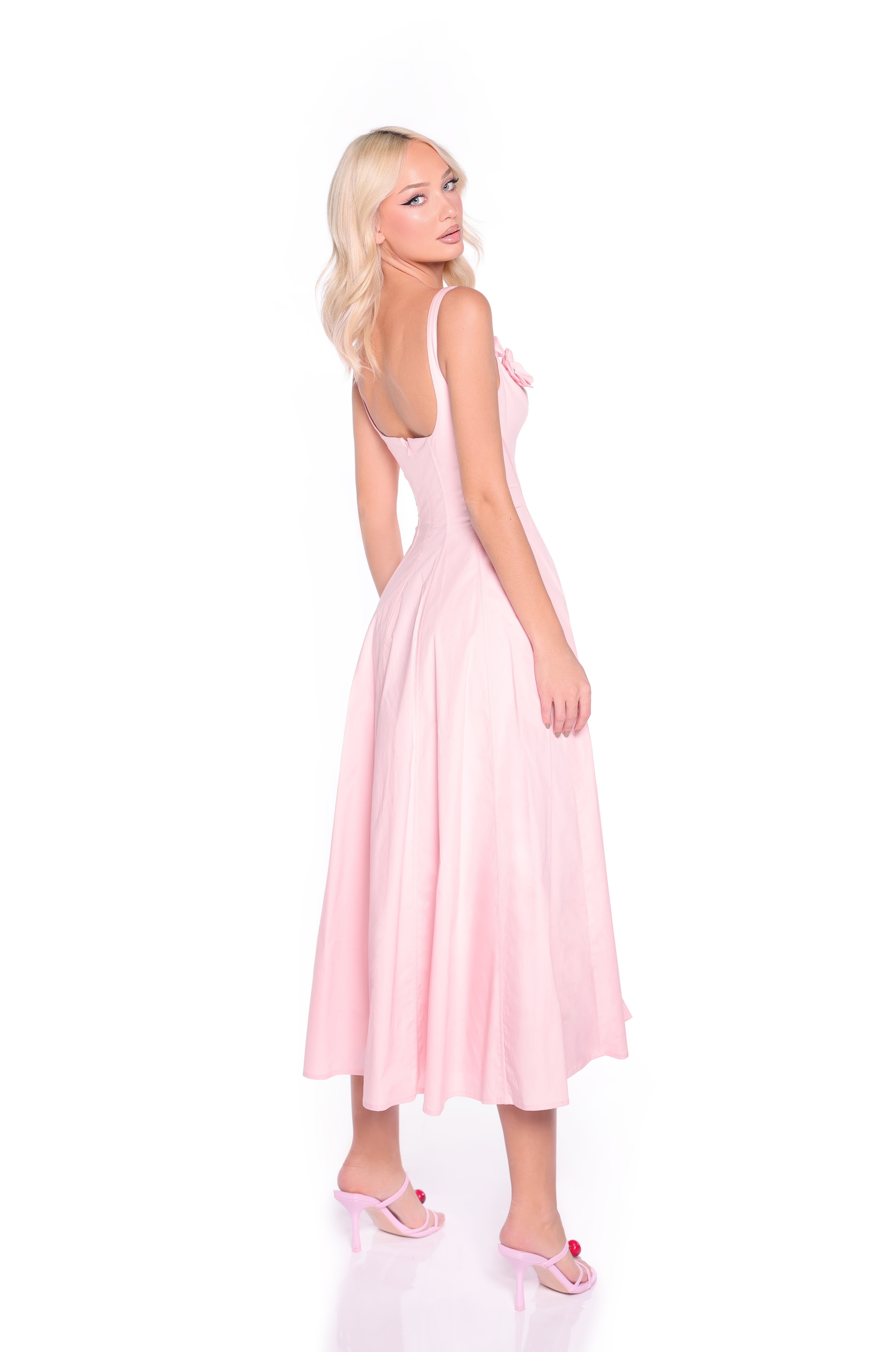 CAMELLIA Soft Blush Midi Dress