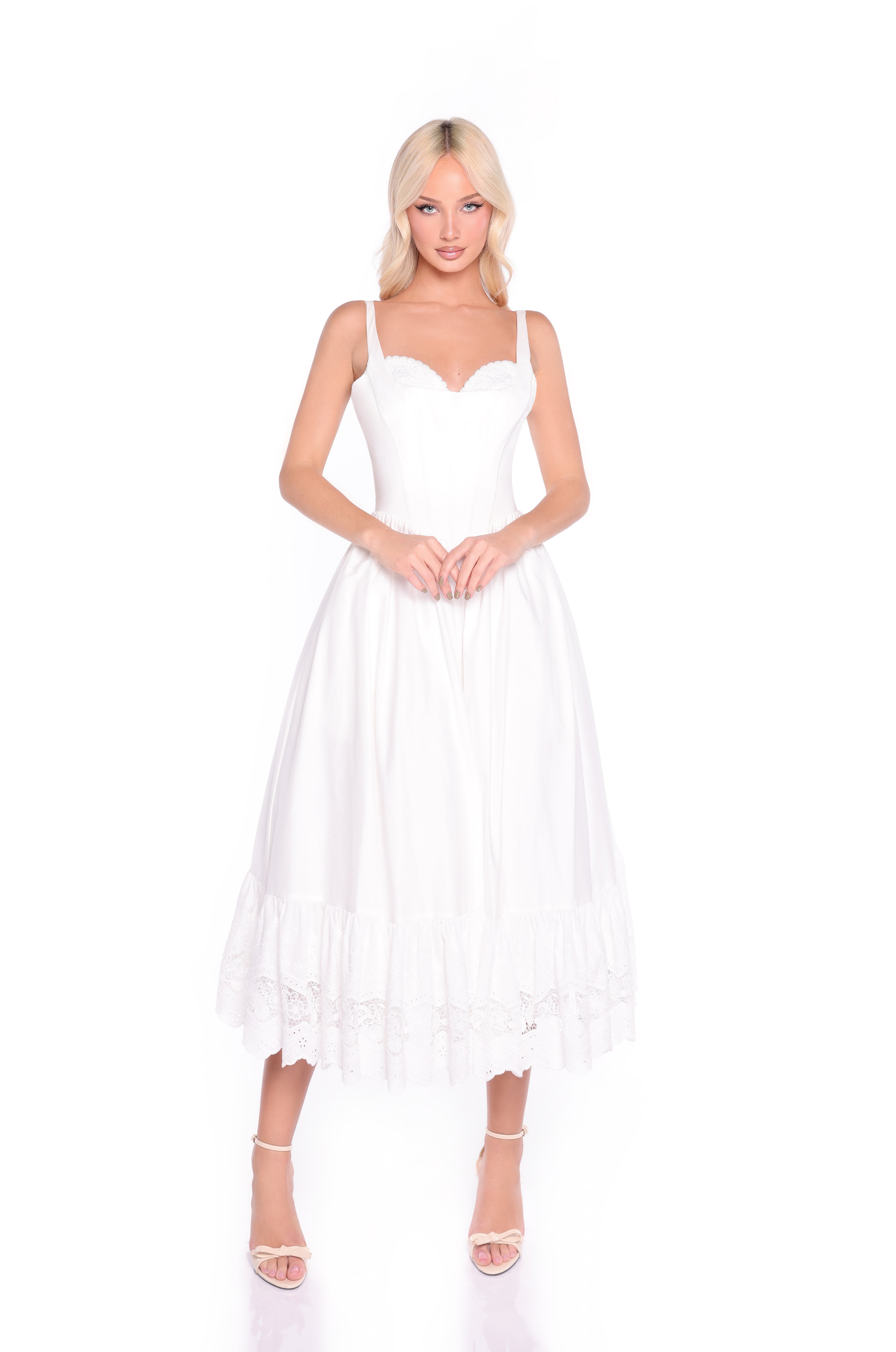 CELESTE White Midi Dress