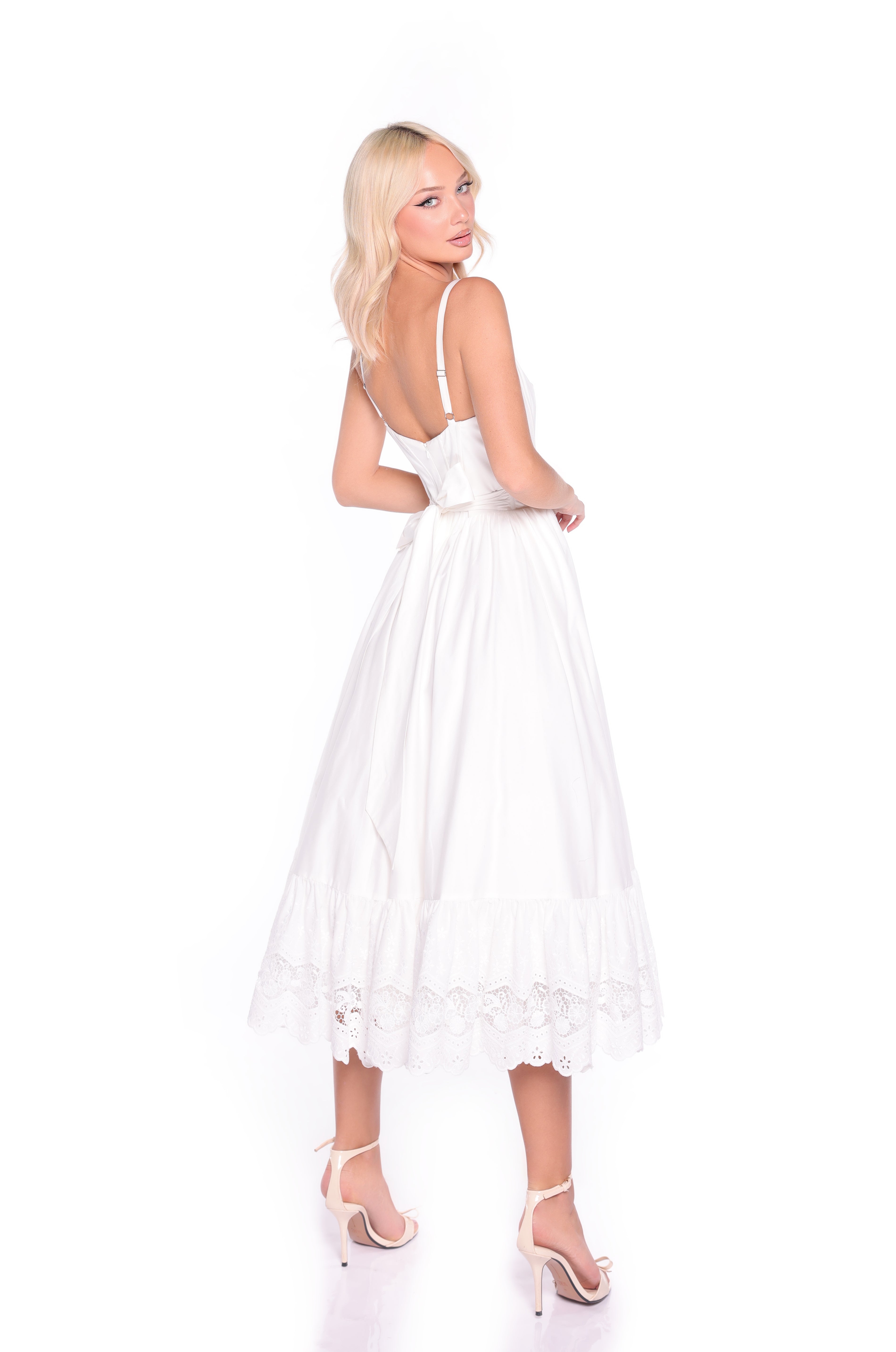 CELESTE White Midi Dress