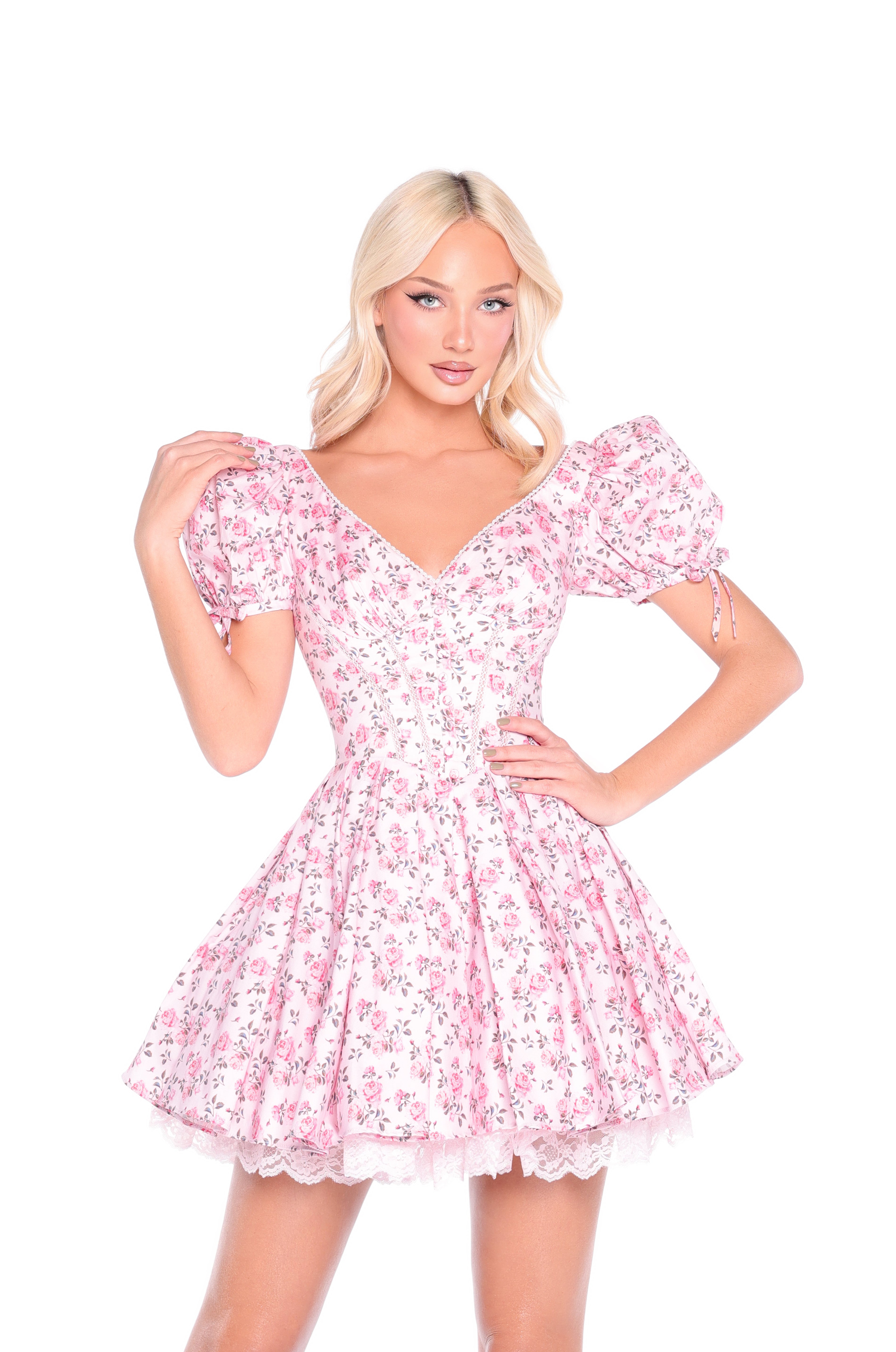 ESTELLA Rose Pink Floral Mini Dress