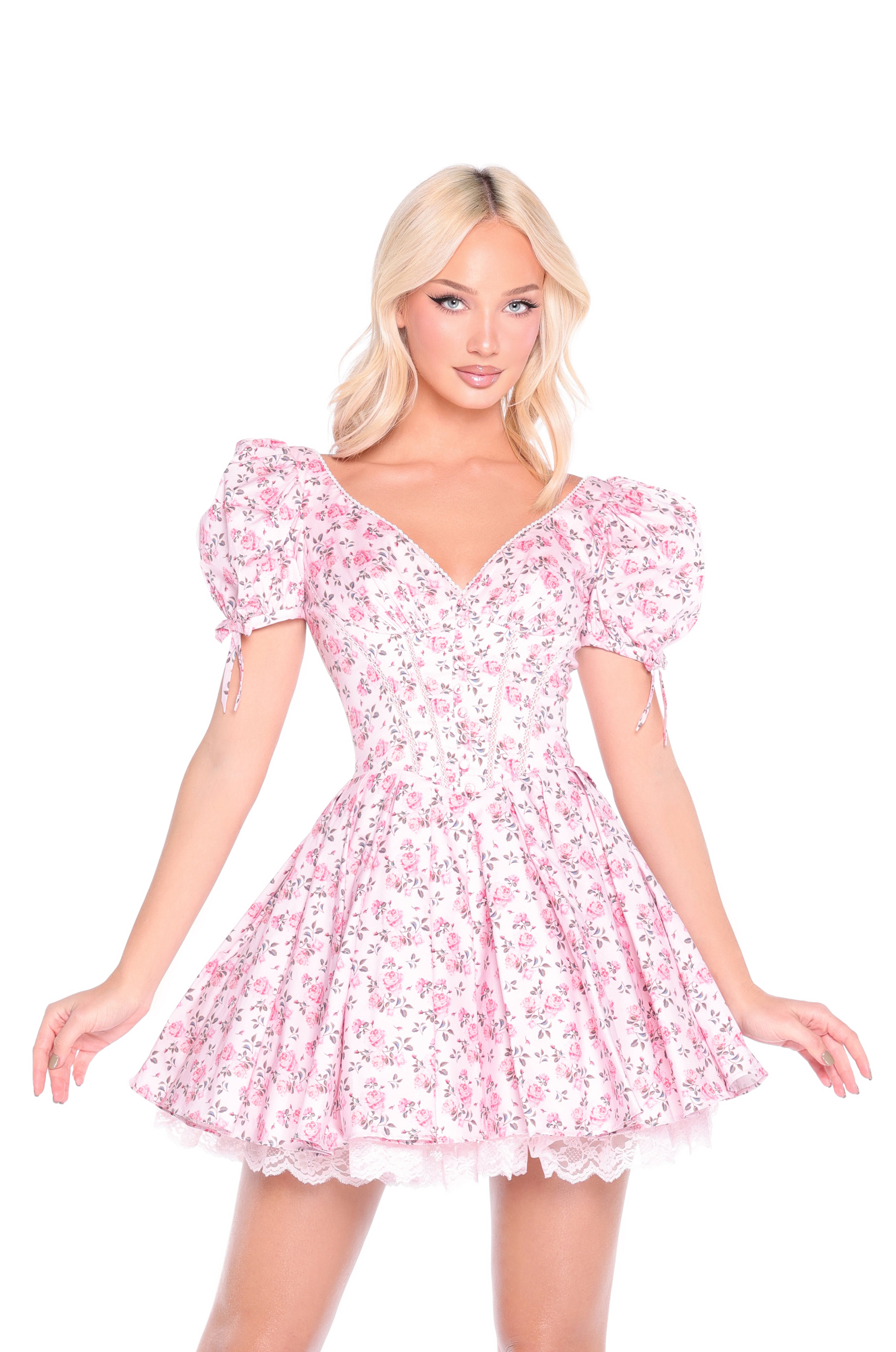 ESTELLA Rose Pink Floral Mini Dress