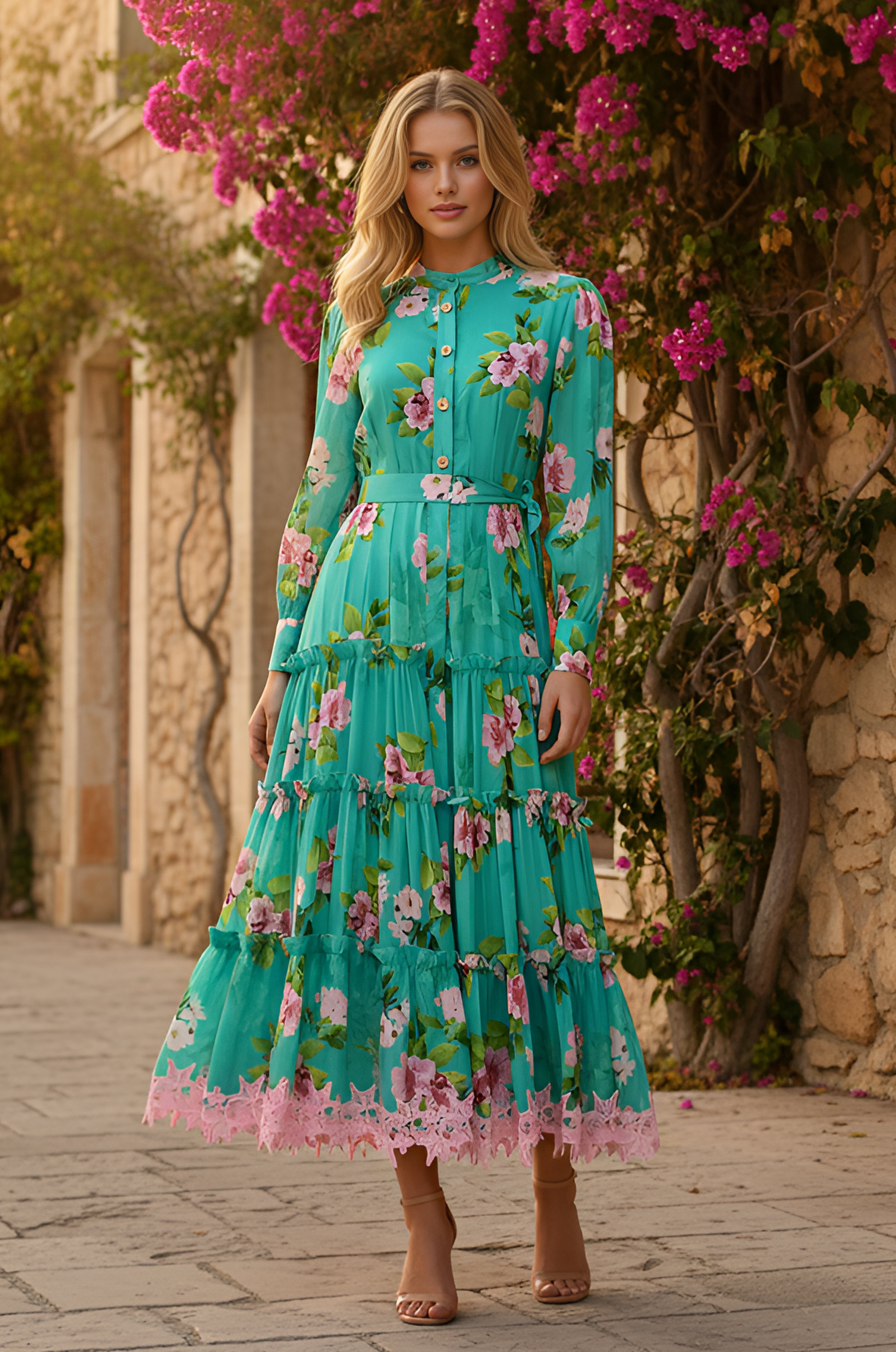 HAZEL Tropical Teal Maxi Dress