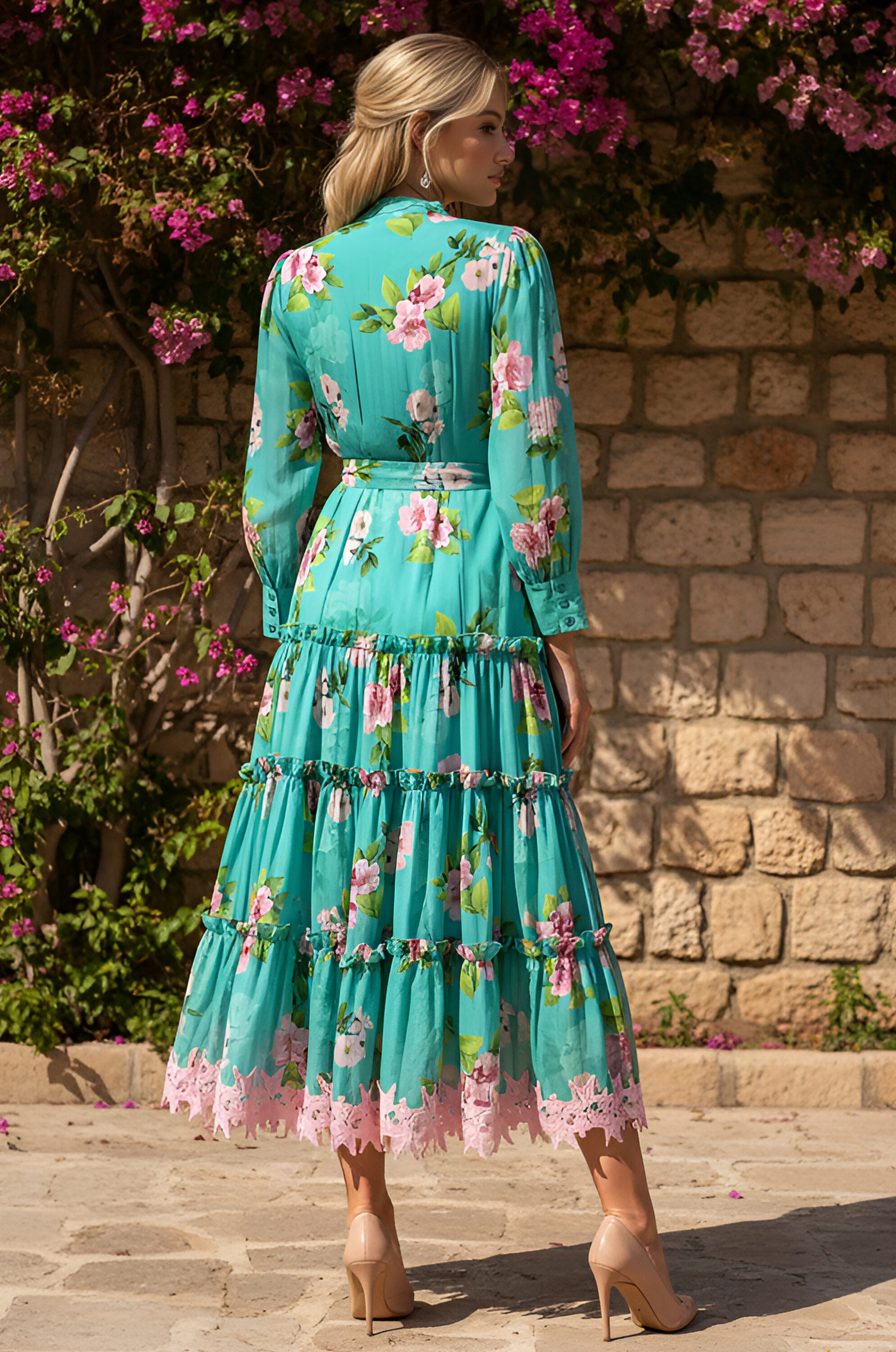 HAZEL Tropical Teal Maxi Dress