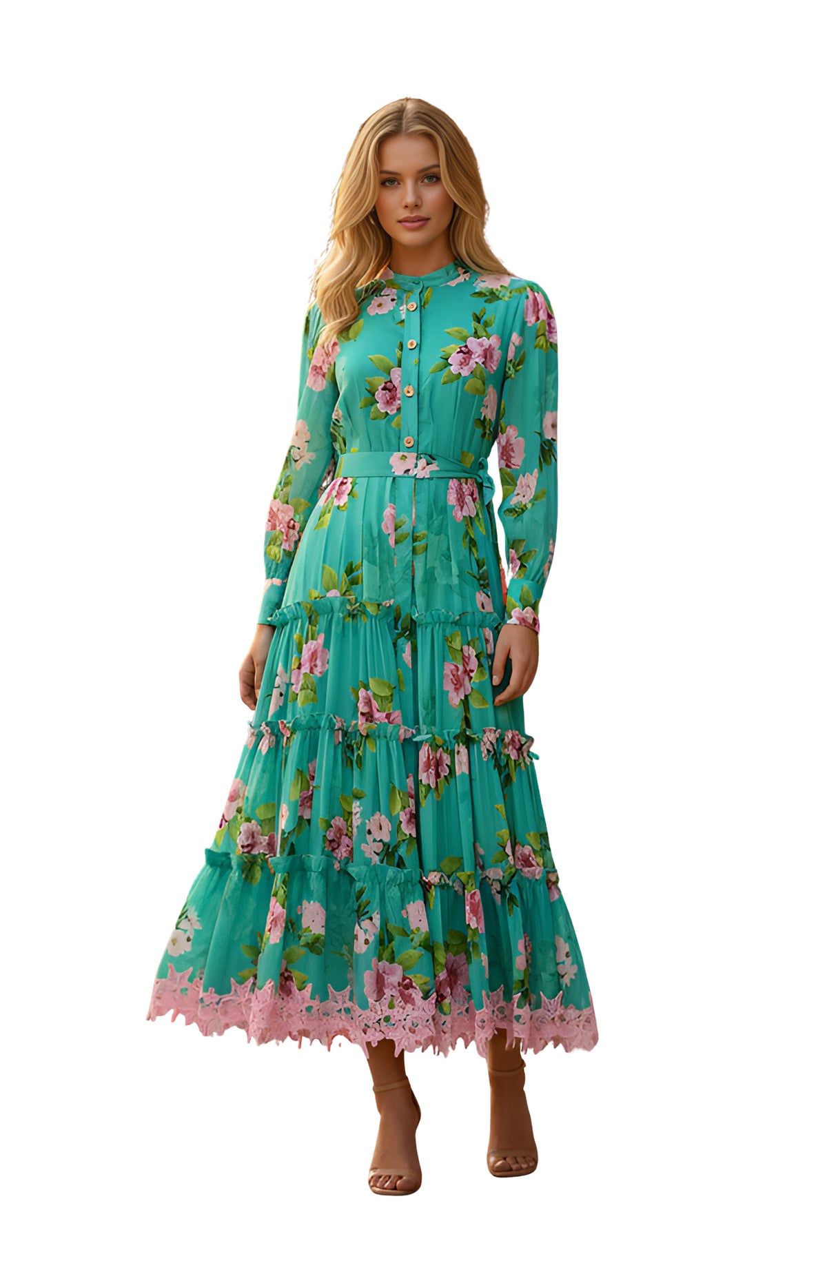 HAZEL Tropical Teal Maxi Dress
