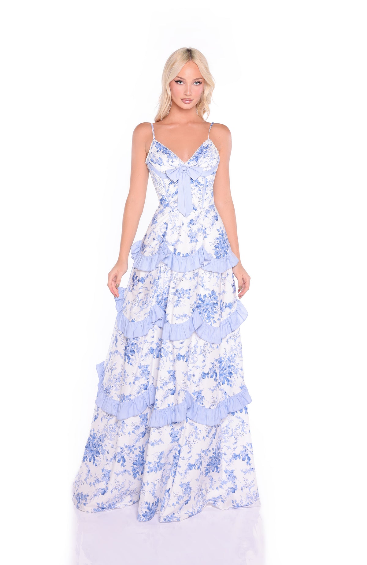 NINA Blue Floral Maxi Dress