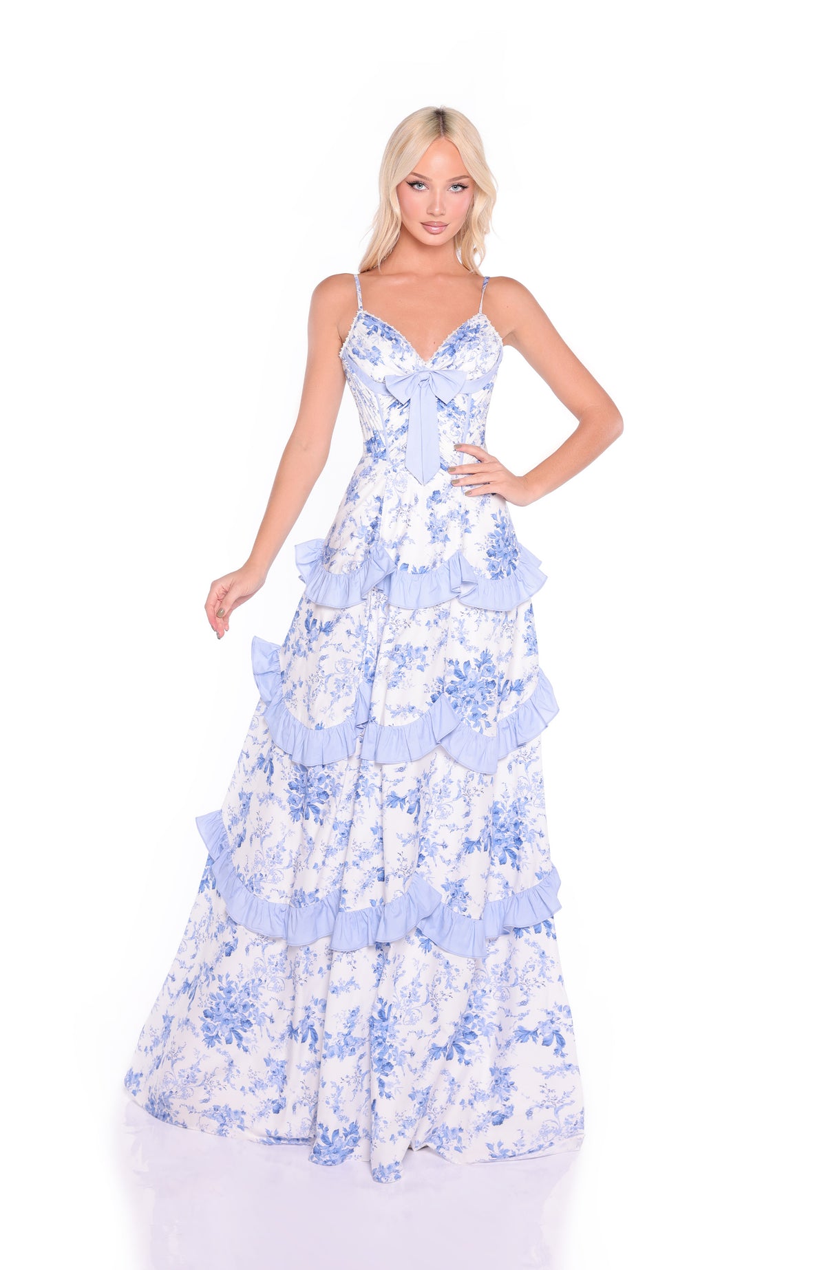 NINA Blue Floral Maxi Dress