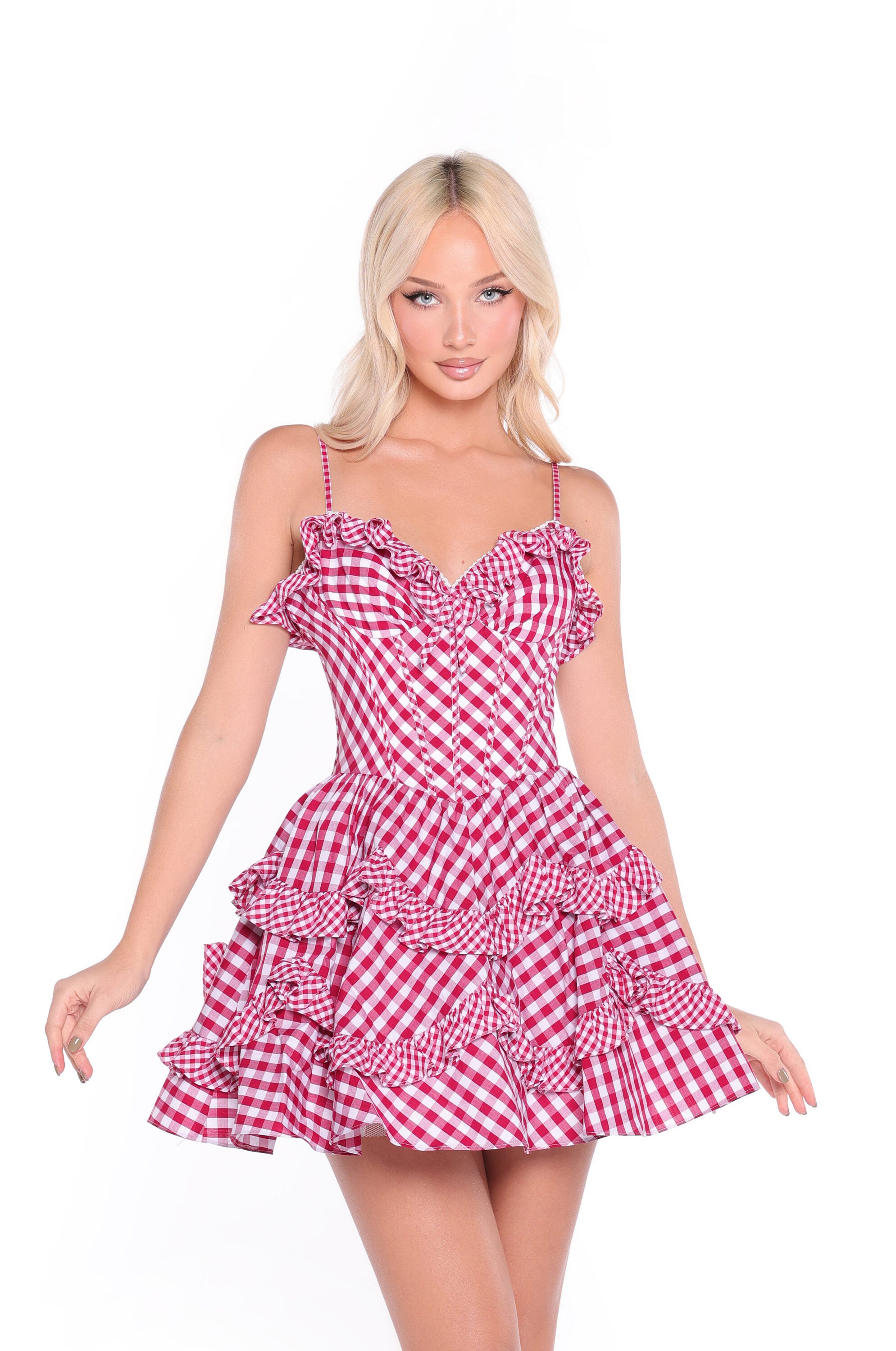 ROSETTA Cherry Gingham Mini Dress