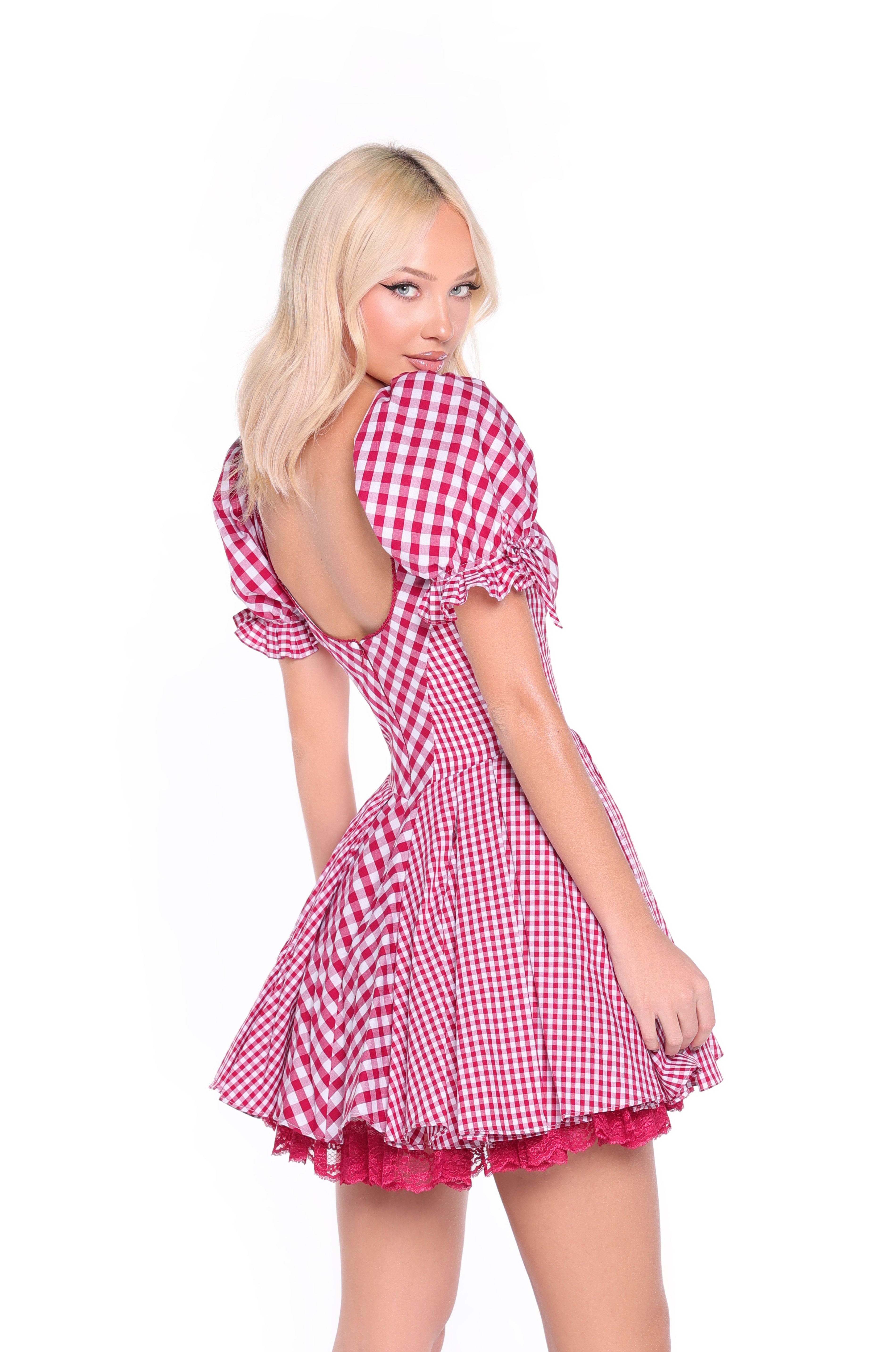 ROSLYN Cherry Gingham Mini Dress
