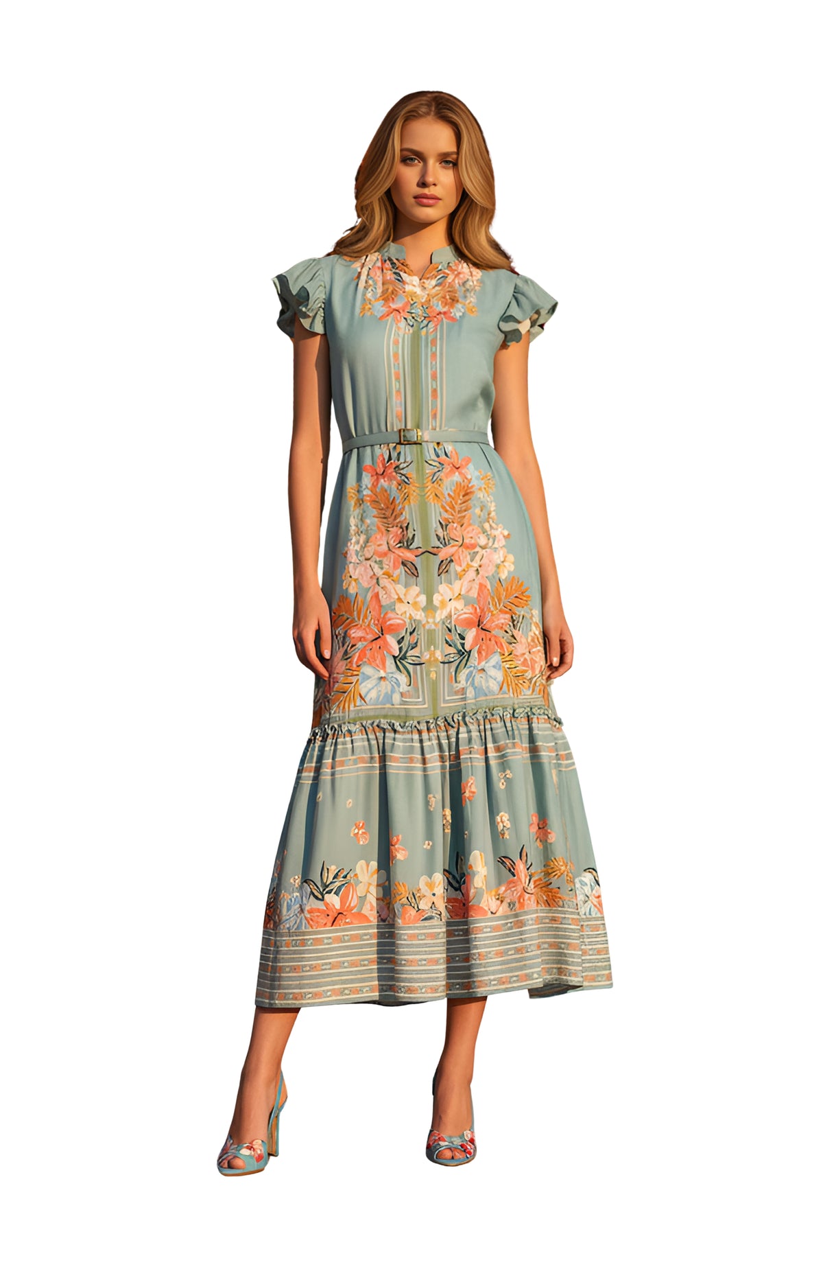 AVA Dusty Teal Midi Dress