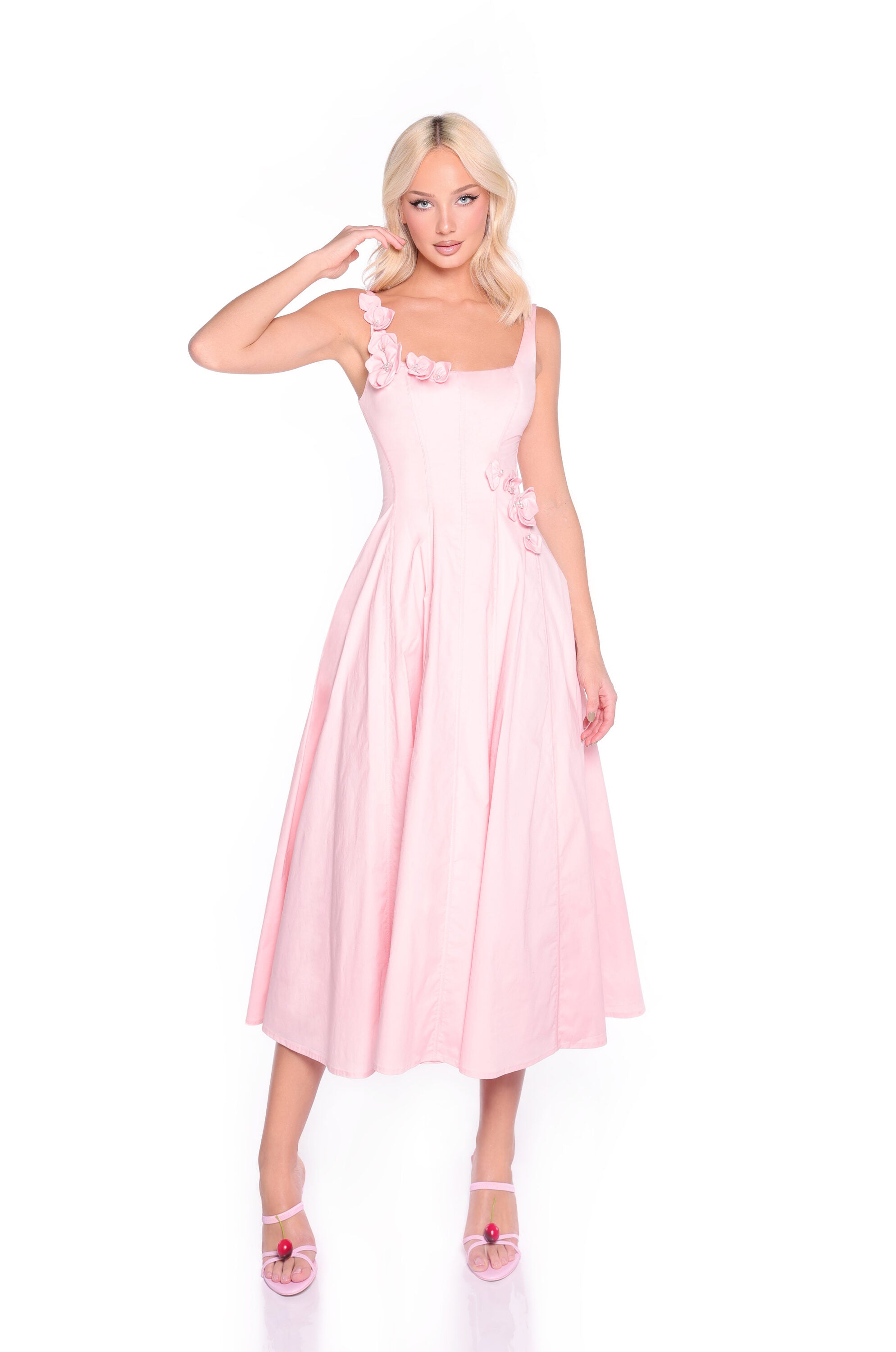CAMELLIA Soft Blush Midi Dress
