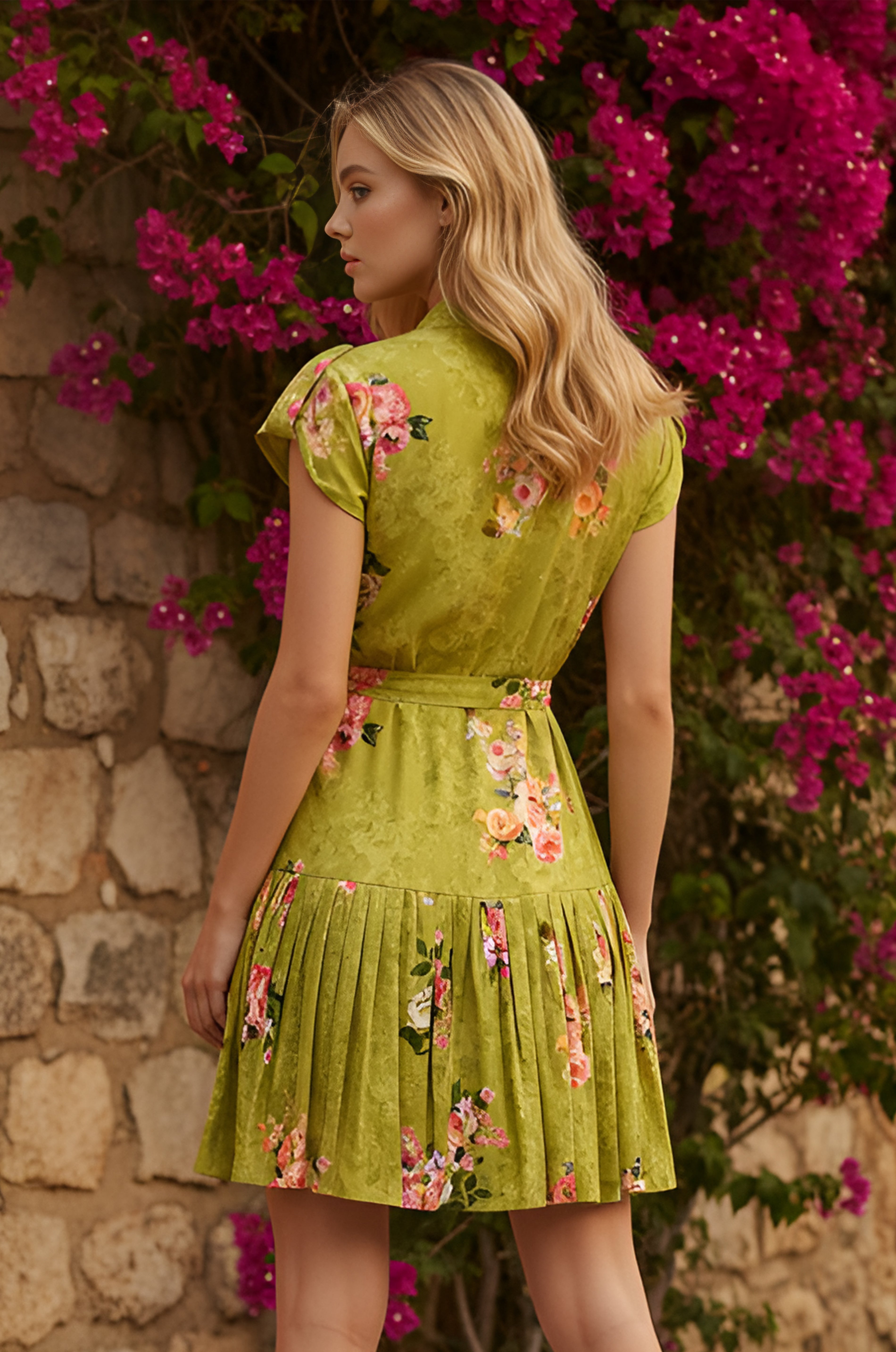 EMMA Olive Bloom Mini Dress