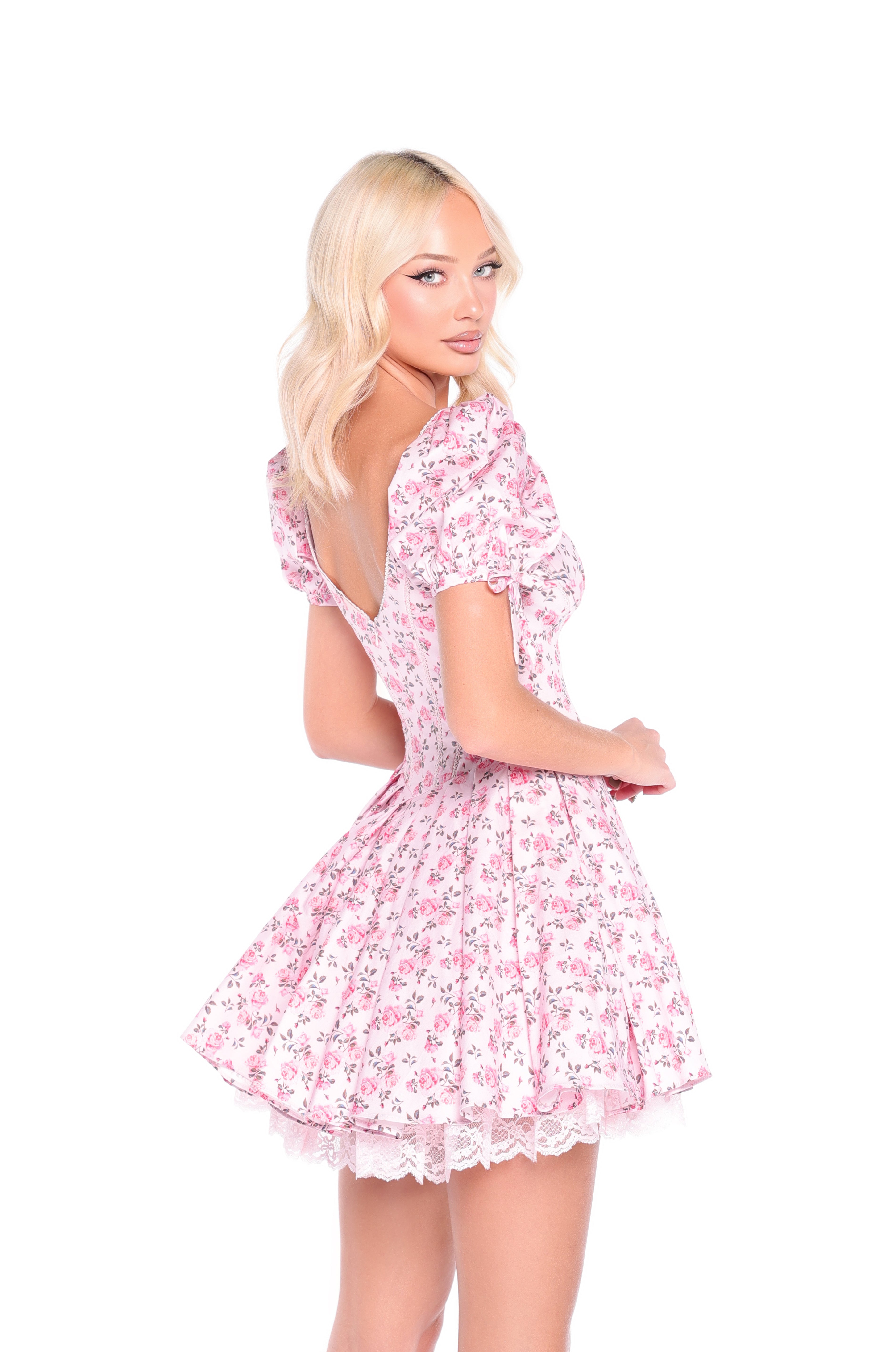 ESTELLA Rose Pink Floral Mini Dress