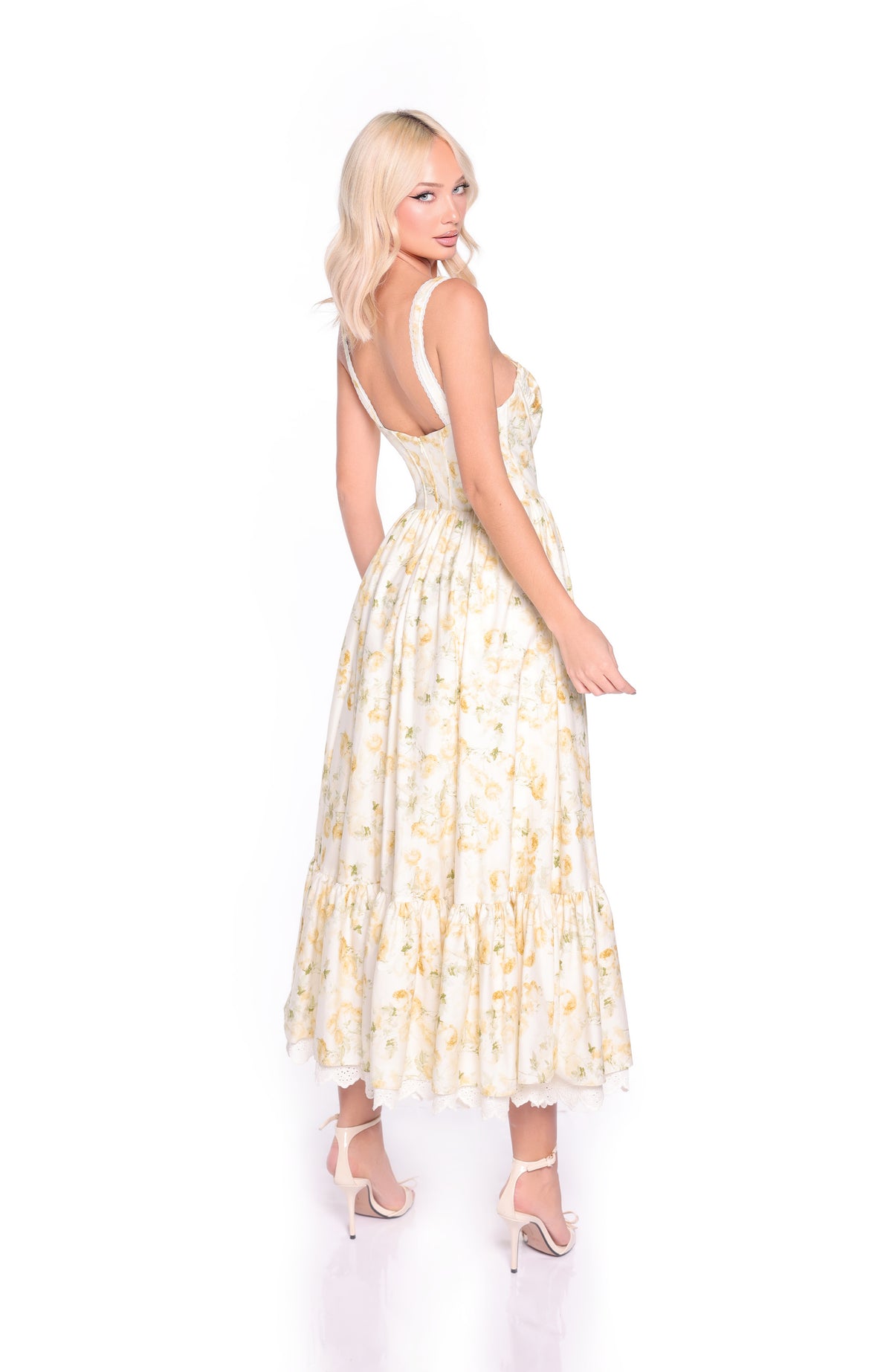 MARIGOLD Buttercream Floral Print Midi Dress