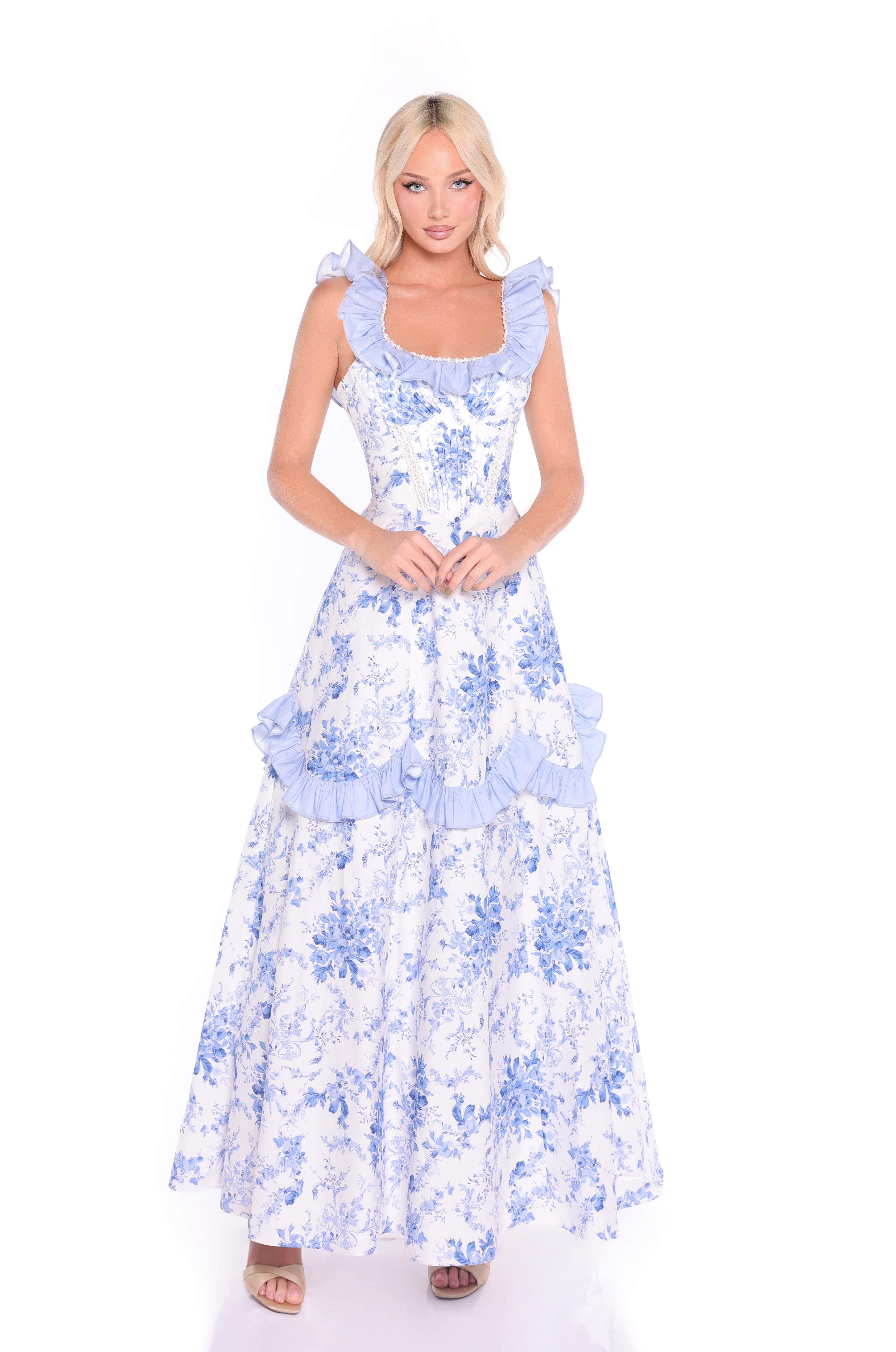 MARISELLE Blue Floral Maxi Dress