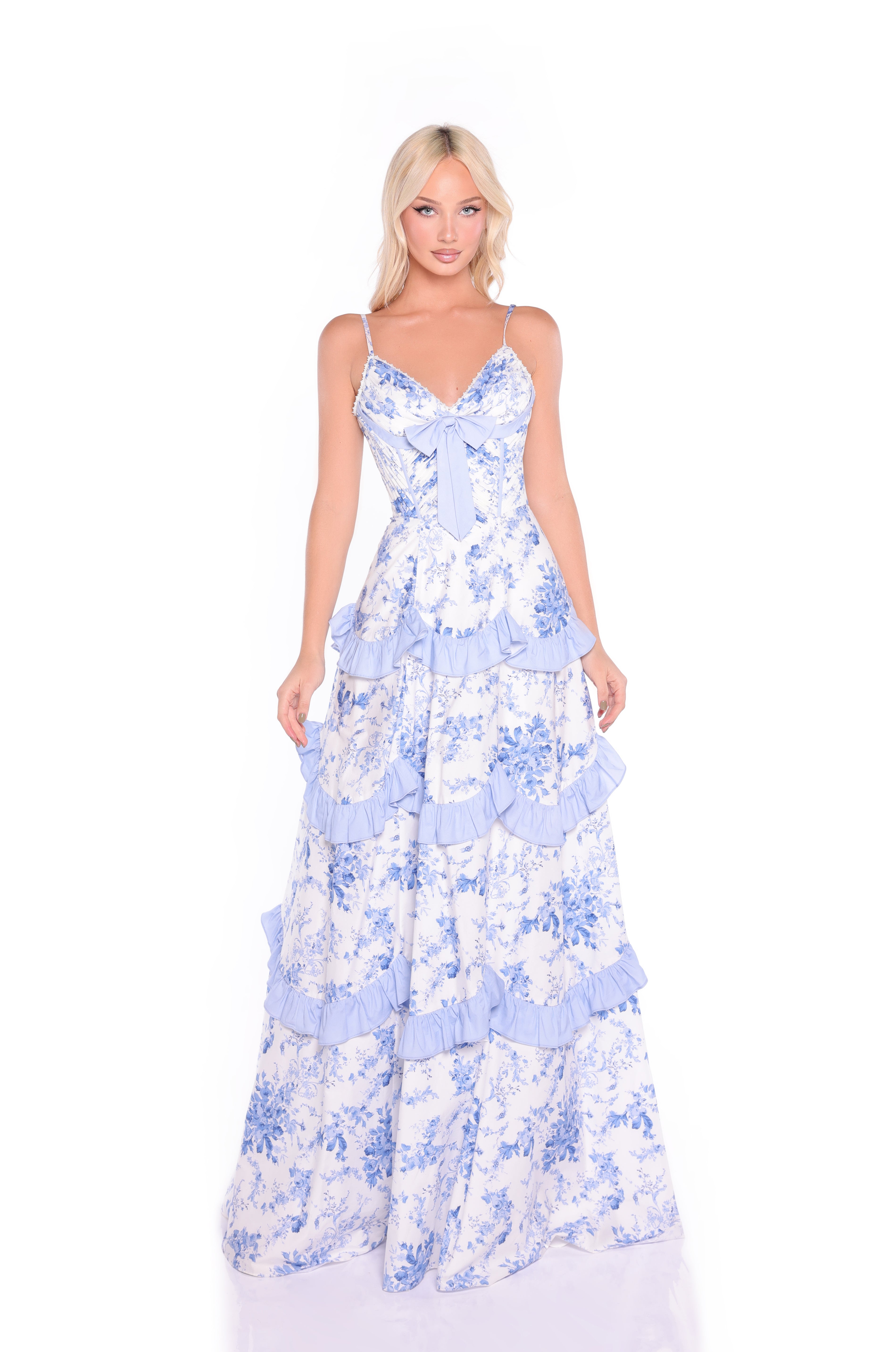 NINA Blue Floral Maxi Dress