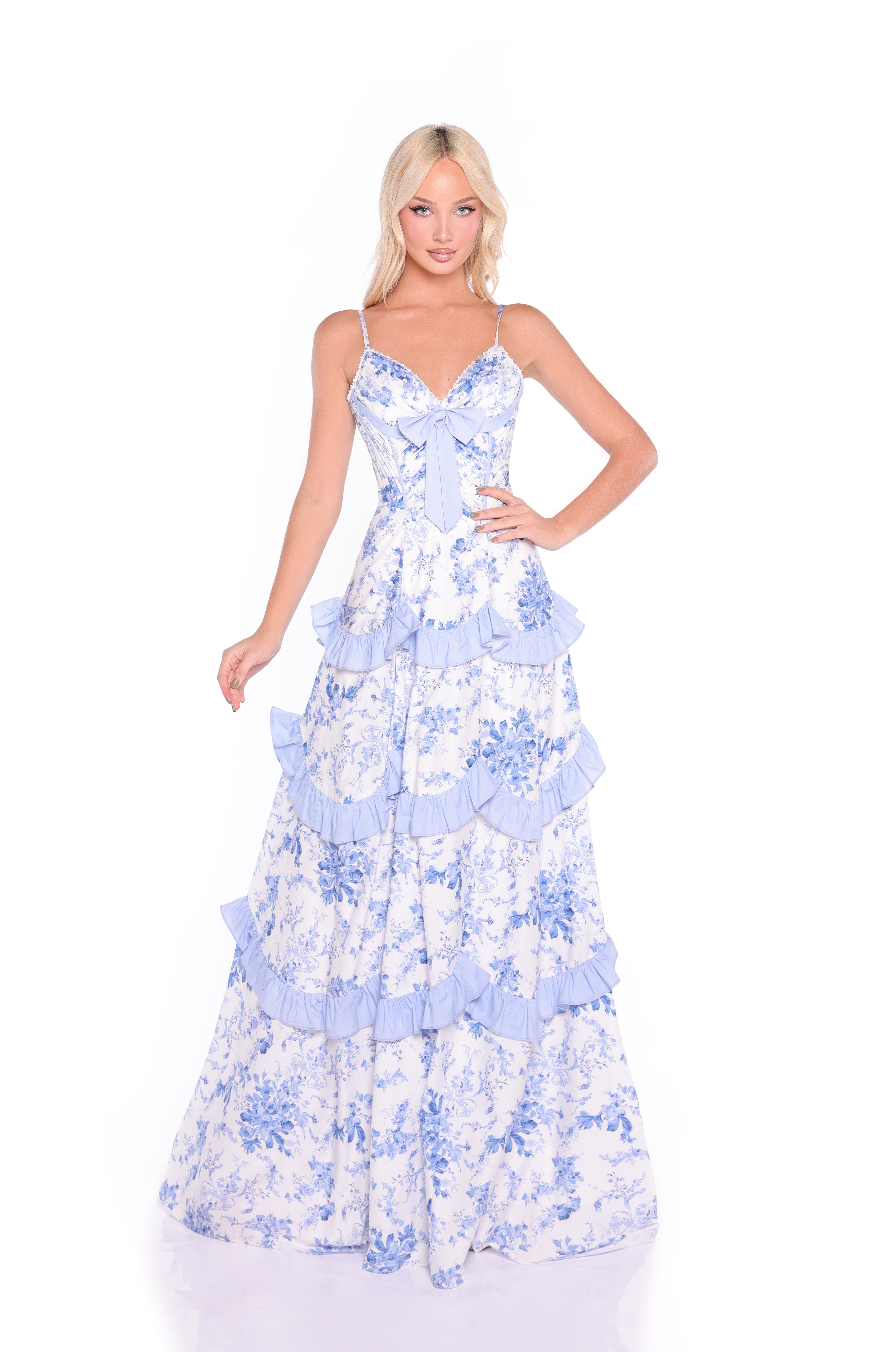 NINA Blue Floral Maxi Dress