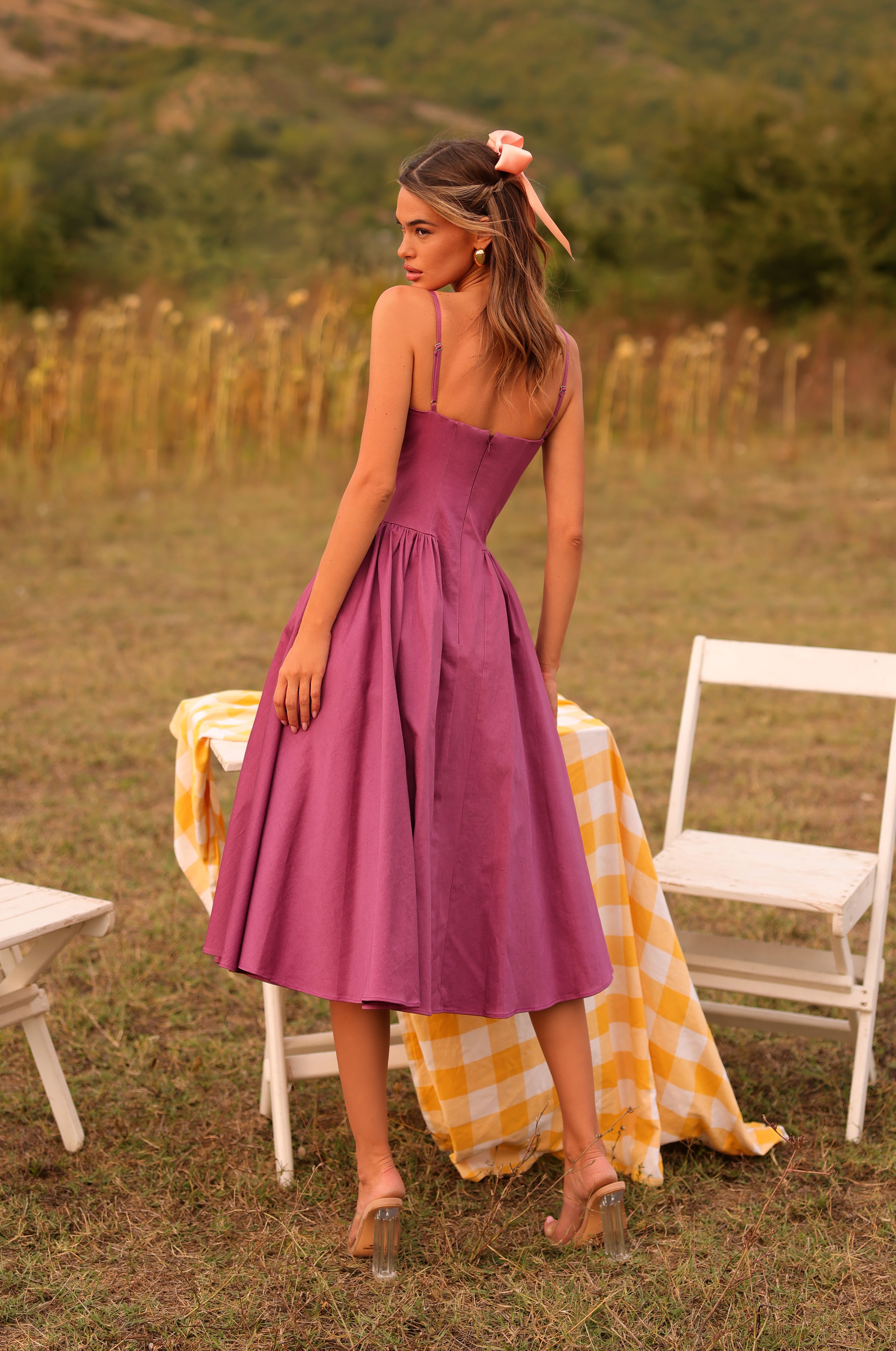Twilight Bloom Dress in Damson Purple