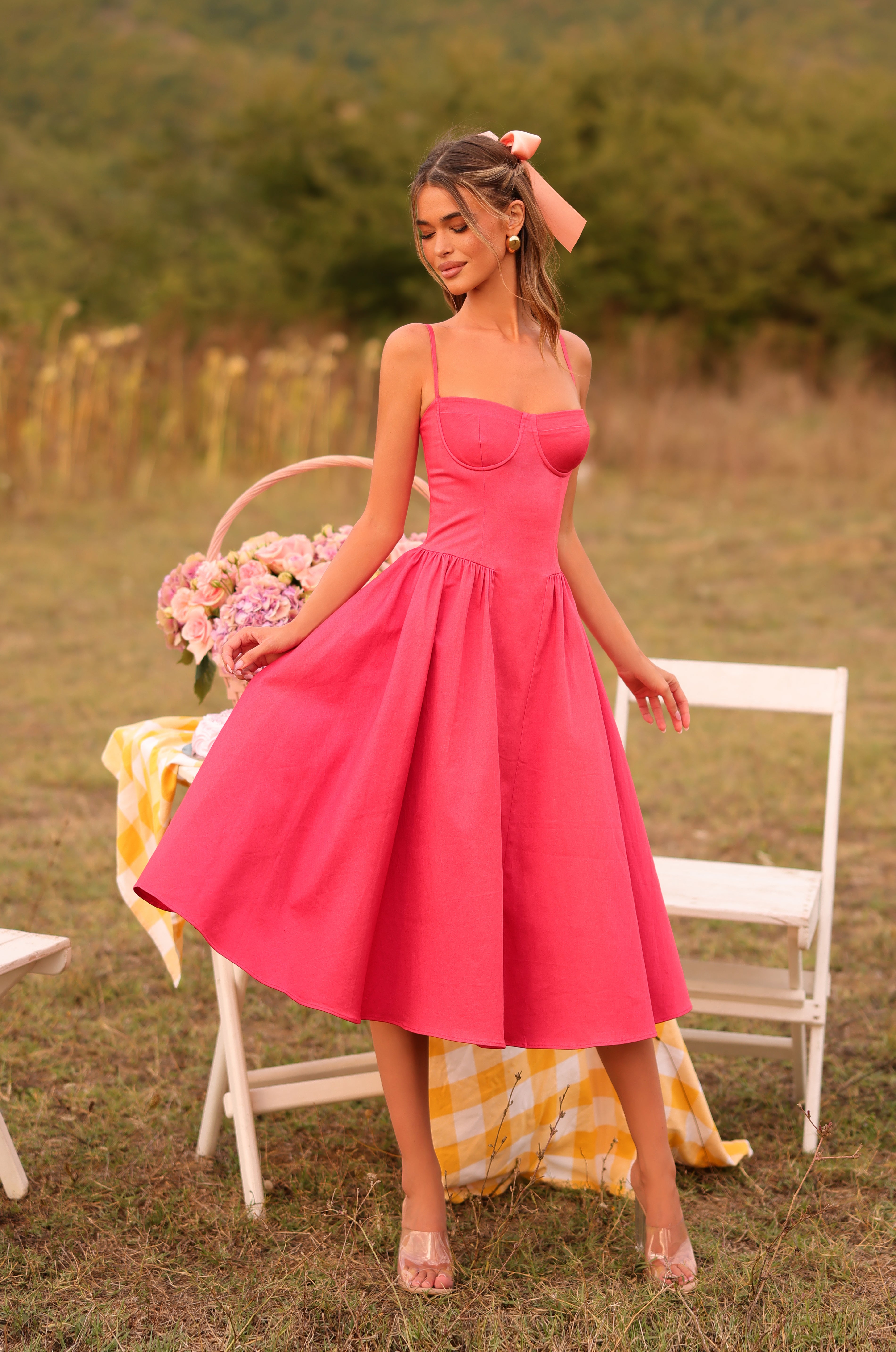 Scarlet Whisper Dress in Winterberry Red