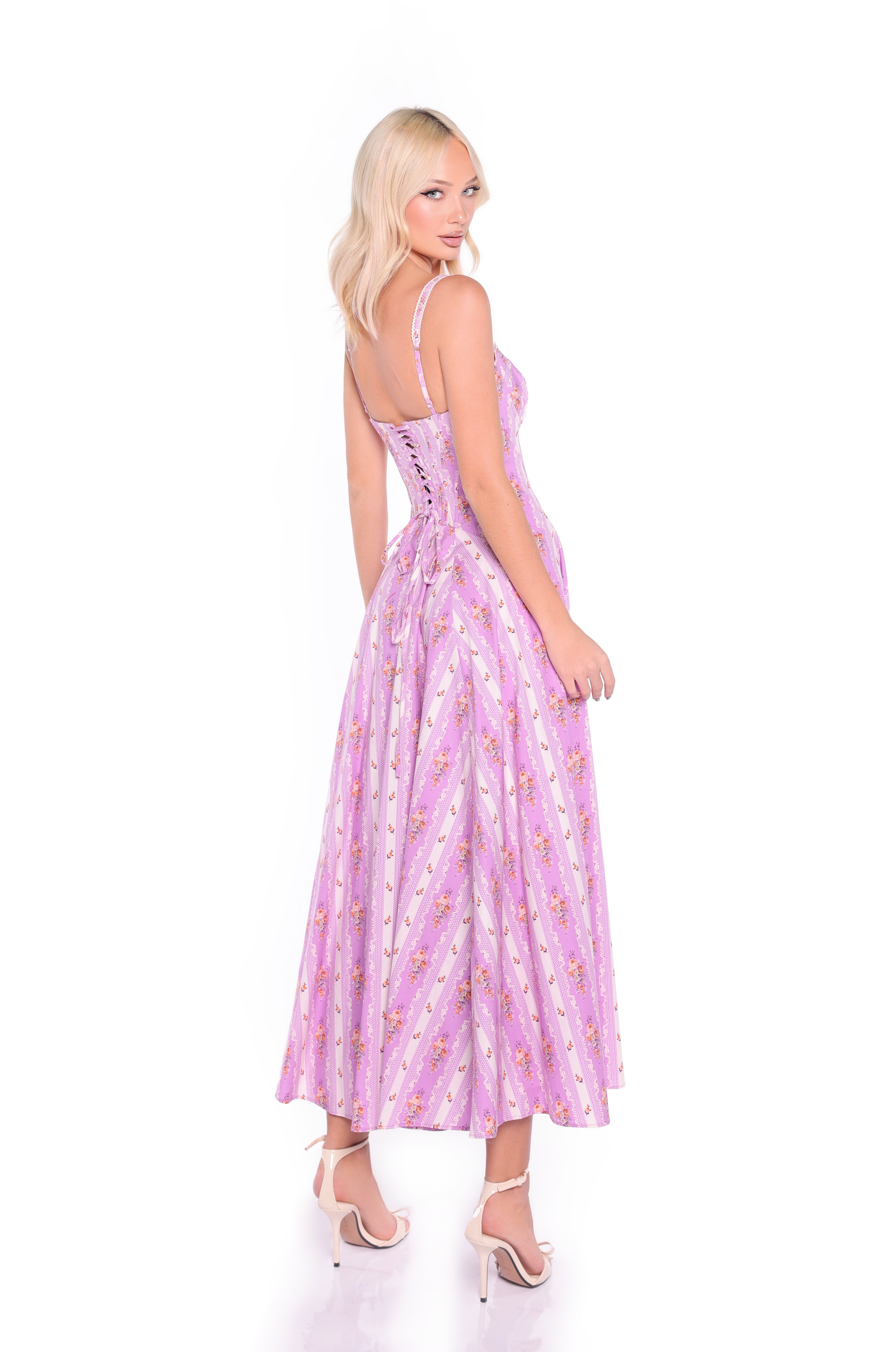 ROSELLA Lavender Lilac Floral Corset Midi