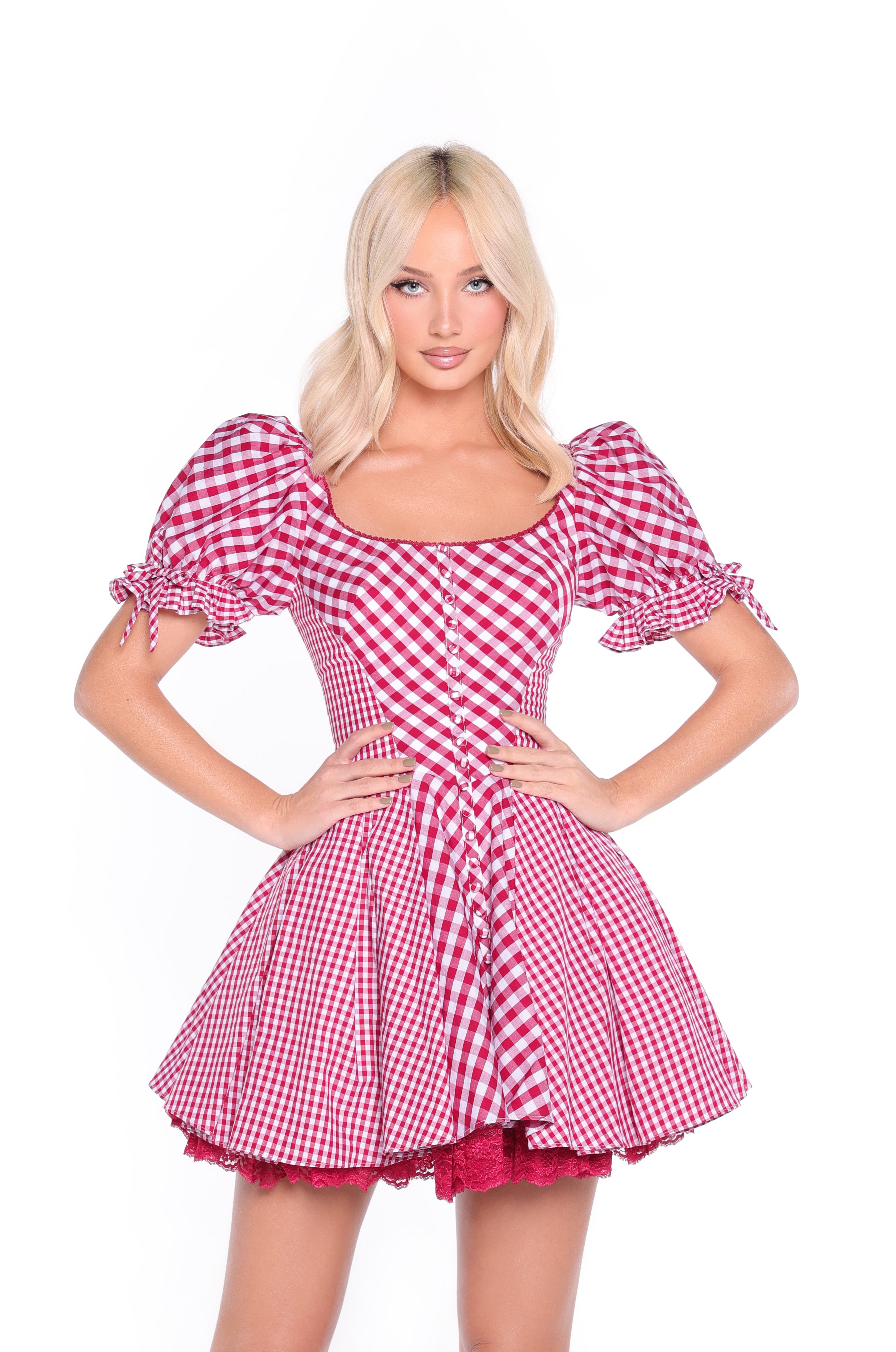 ROSLYN Cherry Gingham Mini Dress