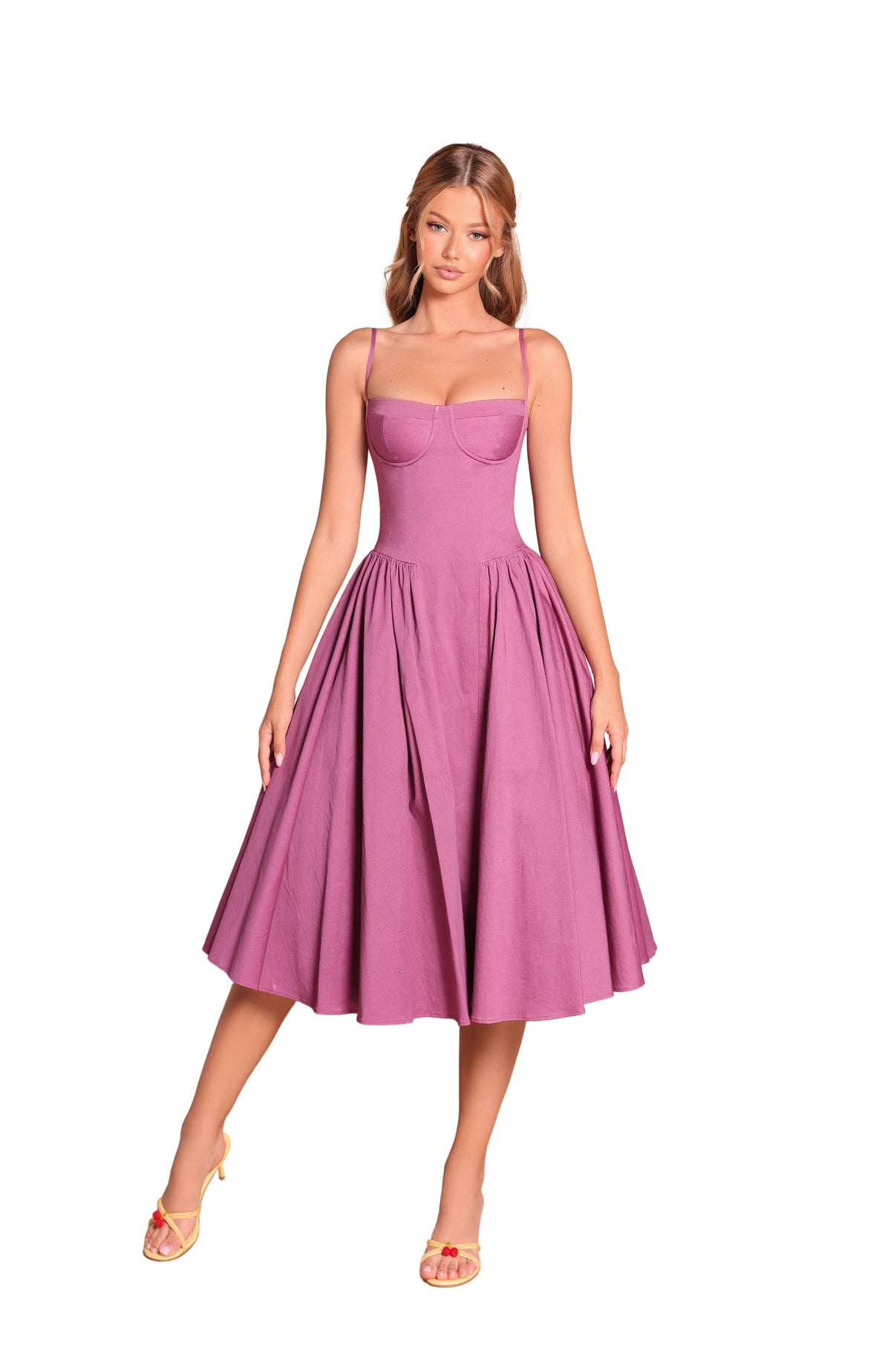 SCARLETTE Corset Midi Dress in Damson Purple