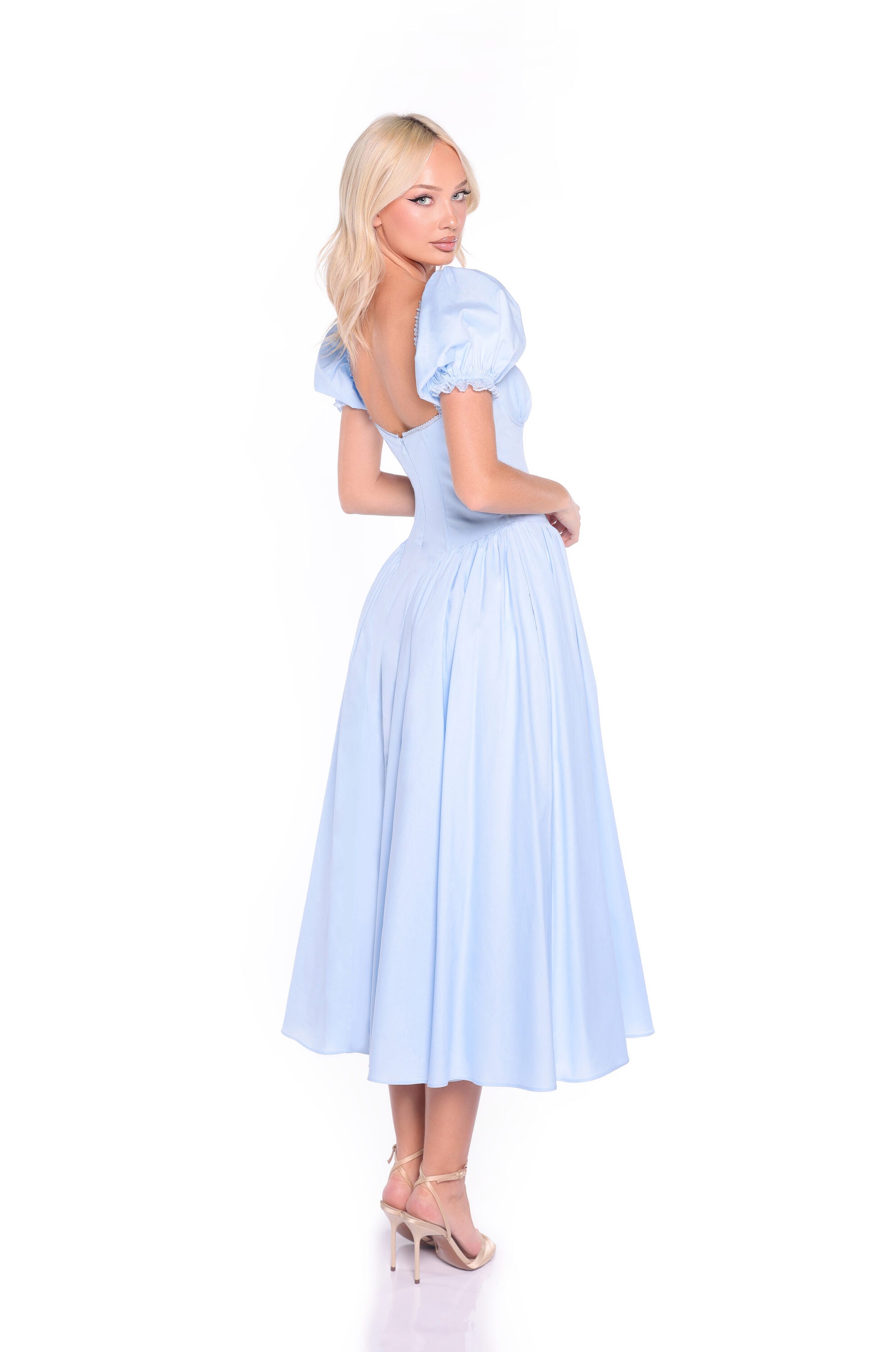SERAPHINA Light Blue Midi Dress