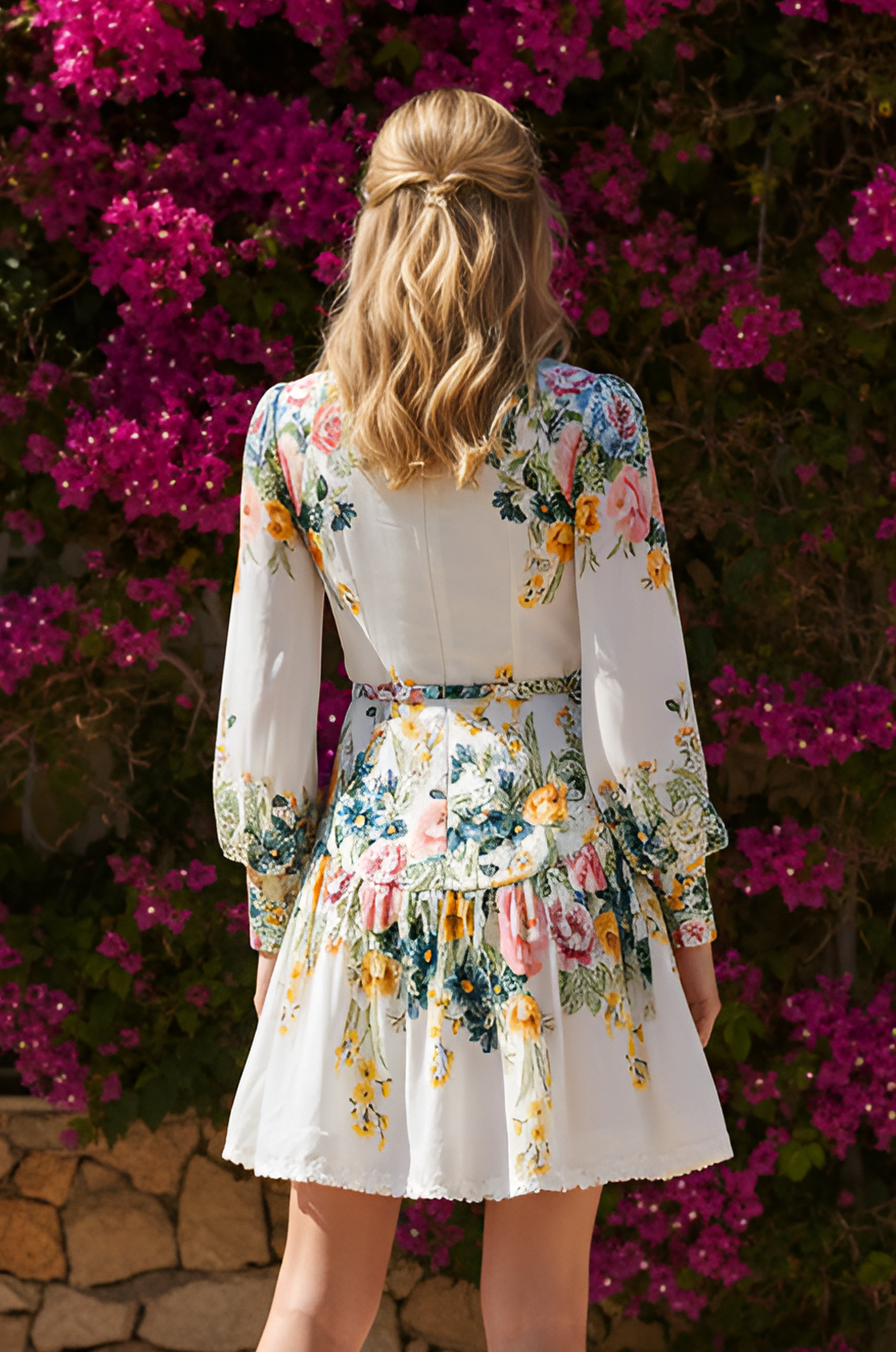 ZOE Ivory Cream Floral Mini Dress